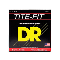 DR LT-9  струны для электрогитары, калибр 9-42, серия TITE-FIT™, обмотка никелированная сталь, покрытия нет