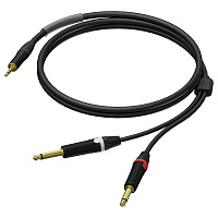 Procab PRA713/3 Аудиокабель miniJack 3,5 мм стерео (вилка) – 2х Jack 6,3 мм моно (вилка), гибкий, UltraFlex™, 3.0 м