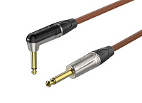 ROXTONE TGJJ110-TBN/1 Кабель инструментальный, коричневый, диаметр 7 мм, 1 x 0.5 кв.мм, 6.3 мм mono Jack  6.3 мм mono Jack (угловой), длина 1 метр