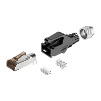ROXTONE RJ45C5E-PH-WT Ethernet разъем RJ45 (часть A) CAT5e, 150 МГц, макс. AWG26, металлический зажим, с удобным держателем сердечника провода (деталь B), с нейлоновым защитным корпусом (деталь C) со специальной системой зажима кабеля
