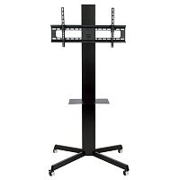 QUIK LOK DSP/590 стенд для LCD монитора диаг от 36 до 55 дюймов, с полкой, на колёсах, сталь, чёрный
