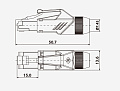 ROXTONE RJ45C5E-PH-RD Ethernet разъем RJ45 (часть A) CAT5e, 150 МГц, макс. AWG26, металлический зажим, с удобным держателем сердечника провода (деталь B), с нейлоновым защитным корпусом (деталь C) со специальной системой зажима кабеля