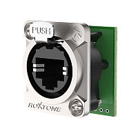 ROXTONE RE8FD5H Разъем RJ45 панельный, гнездо, тип-D, розетки соответствуют CAT5e стандарту TIA / EIA 568-C.2 и ISO / IEC1 1801, возможность использования разъема RJ45 и разъема RJ45 типа XLR