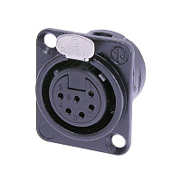 Neutrik NC6FD-L-B-1 панельный разъем XLR female черненый корпус, золоченые контакты 6 контакта