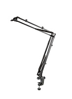 K&M 23840-300-55 стальная микрофонная стойка пантограф со струбциной, резьба 3/8" и 5/8", максимальная нагрузка 0.8 кг, цвет черный