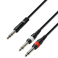 Adam Hall K3 YVPP 0100  аудиокабель, 6.3 Jack stereo - 2 x 6.3 Jack mono, длина 1 метр