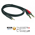 Klotz AY5-0100  аудиокабель, мини Jack 3.5 мм стерео - 2 х Jack 6.3 мм моно, длина 1 метр