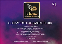 LE MAITRE GLOBAL DELUXE  FLUID 5 LTR жидкость для генераторов дыма G300/G300-SMART/GF1/GF2/GF3. Средняя плотность, стабильность и длительное время рассеивания, канистра 5 литров