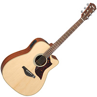 YAMAHA A1M электроакустическая гитара Natural. Верхняя дека-массив ситхинской ели, нижняя дека-красное дерево, обечайка-красное дерево, гриф-красное дерево, накладка на гриф-палисандр, бридж-черное дерево, колки литые хромированные, предусилитель System 6