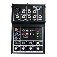 Invotone MX5  микшерный пульт, 1 микрофонный вход, ,XLR и балансный Jack,2 стерео входа