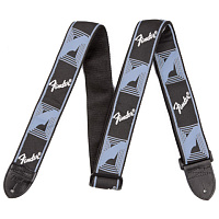 FENDER 2' MONOGRAMMED STRAP BLACK/LIGHT GREY/BLUE ремень для гитары, цвет черно-голубой, Fender logo