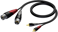 Procab CLA701/1.5 Кабель-переходник с двух разъемов RCA на два разъема XLR (вилка- вилка), 1.5 м