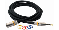 Rockcable RCL30386 D6 M BA  Кабель XLR(M)-стереоджек 1/4, балансный, 6 метров.