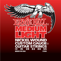 Ernie Ball 2206 струны для электрогитары Nickel Wound Medium Light, 12-16-24w-32-44-54
