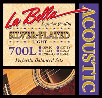 LA BELLA 700L струны для акустической гитары - Light (009-013-020-027-038-050), обм. серебро