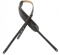 LEVY'S M38-BLK  черный тонкий кожаный ремень с наплечником, 1,5 см ширина ремня, 5 см. ширина наплечника Длина регулируется от 120 см (48") до 145 см (58")