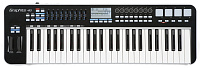 SAMSON GRAPHITE 49 USB MIDI-клавиатура, 49 чувствительных к скорости нажатия полувзвешенных клавиш, 9 фейдеров, 4 драм-пэда, 2 колеса (Pitch/Modulation), LCD дисплей, совместимость с iPad/PC/Mac, вес 4,6 кг