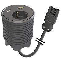 Kondator 935-PD13-GST Встраиваемая розетка Powerdot для монтажа в стол. Встроенные разъемы: 1xUSB, 1xHDMI. Вертикальное перемещение в 3-х положениях. Размеры (ØхВ) 83х(89–140) мм. Цвет серый