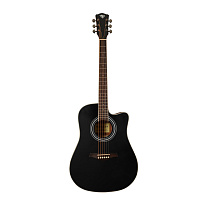 ROCKDALE Aurora D6 C BK Satin акустическая гитара, дредноут с вырезом, цвет черный, сатиновое покрытие