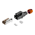 ROXTONE RJ45C5E-PH-OG Ethernet разъем RJ45 (часть A) CAT5e, 150 МГц, макс. AWG26, металлический зажим, с удобным держателем сердечника провода (деталь B), с нейлоновым защитным корпусом (деталь C) со специальной системой зажима кабеля