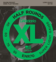 D'ADDARIO ENR70 струны для 4-струнной бас-гитары, Nickel Half round 40-95, никель, шлифованная оплетка