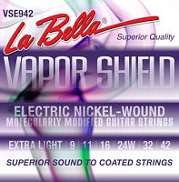 LA BELLA VSE942 струны для электрогитары, (009-011-016-024-032-042), сталь с круглой никелированной обмоткой