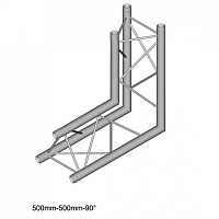 Dura Truss DT 23 C25-L90 Узел стыковочный двухлучевой - угол, 90°, алюминиевый, сечение 220х220 мм, длина сторон 50 см. Труба 35х2. Вес 2,0 кг
