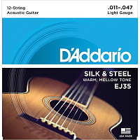 D'ADDARIO EJ35 струны для 12-струнной гитары, посеребренные, сталь, шелк, 11-47
