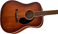 FENDER PD-220E Mahagony Aged Cognac Burst электроакустическая гитара, цвет темный санберст, кейс в комплекте