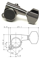 Gotoh SG381-MG-07-CK-(L3+R3)  колки локовые, автозажим, 3+3, черный хром; schaller style