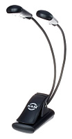 K&M 12246-000-55 подсветка для нот на прищепке, 4 LED, 2x1700 Lux, питание от 3 батареек ААА, цвет черный