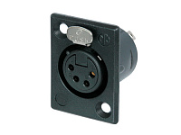 Neutrik NC4FP-B-1 панельный разъем XLR female черненый корпус, золоченые контакты 4 контакта