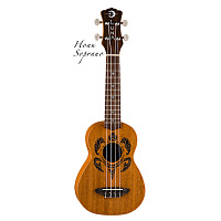 Luna UKE HONU укулеле сопрано, чехол в комплекте, коричневая, гавайские узоры