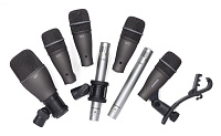 SAMSON DK707 комплект микрофонов для барабанов (1 шт. Q71 Kick, 4 шт. Q72 для малого/томов, 2 шт. C02 конденсаторных оверхэд микрофона, держатели для обода в наборе) в пластиковом кейсе