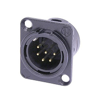 Neutrik NC6MD-L-B-1 панельный разъем XLR male черненый корпус, золоченые контакты 6 контакта
