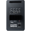 M-Audio M3-6   Профессиональный студийный tri-amped монитор ближней зоны, кевларовый нч вуфер 6", кевларовый сч драйвер 5", шёлковый 1" твиттер, расположен коаксиально с сч драйвером, входы XLR\TRS, частота воспроизведения 40 Гц-20 кГц, мощность 220Вт.