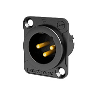Seetronic MJ3F2C-BG панельный 3-контактный разъем XLR "папа", тип D, позолоченные контакты, черный