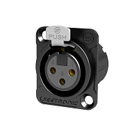 Seetronic MK3F2C-BG панельный 3-контактный разъем XLR "мама", тип D, позолоченные контакты, черный