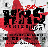 LA BELLA HRS-R  струны для электрогитары - натяжение Regular (010-013-017-026-036-046), сталь, обм. никель, Hard Rockin' Steel