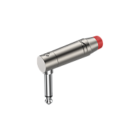 ROXTONE RJ2RPP-RD-NN Разъем 6.3 мм mono Male Jack угловой, цвет серебро с красным маркером, покрытие контактов никель