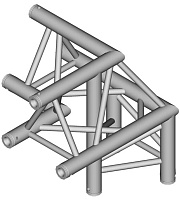 Dura Truss DT 33 C32-LU  Узел стыковочный трёххлучевой - угол 90°, алюминиевый, сечение 290х290 мм, длина сторон 50 см. Труба 50х2. Вес 4,9 кг