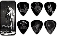 DUNLOP JН-PT05Н Hendrix Silver Portrait Piсk Tin Набор медиаторов в жестяном футляре, жесткие (12 шт)