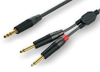 ROXTONE GPTC130/1 Аудиокабель, диаметр 5.5 мм, 6.3 мм stereo Jack  2x6.3 мм mono Jack, цвет черный, длина 1 метр