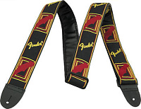 FENDER FSR 2' MONOGRAMMED STRAP BLACK/YELLOW/RED ремень для гитары, цвет чёрный/жёлтый/красный