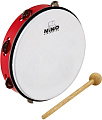MEINL NINO24R  тамбурин 10" с синтетической мембраной и колотушкой, пластик, цвет  красный