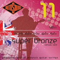 ROTOSOUND SB11 STRINGS PHOSPHOR BRONZE струны для акустической гитары, покрытие - фосфорированная бронза, 11-52
