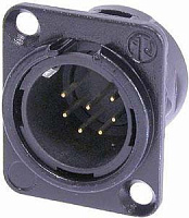 Neutrik NC7MD-L-B-1 панельный разъем XLR male черненый корпус, золоченые контакты 7 контакта