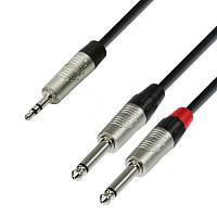 Adam Hall K4YWPP0090 кабель Minijack stereo - 2 x Jack mono, разъёмы REAN, 0,9 м.