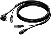 Procab CAB400/15 Кабель SCHUKO (вилка), XLR 3 pin (розетка) EURO (розетка), XLR 3 pin (вилка), 3х1 кв.мм, 15 м