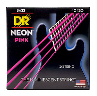 DR NPB5-40 струны для 5-струнной бас-гитары, калибр 40-120, серия HI-DEF NEON™, обмотка никелированная сталь, покрытие люминесцентное